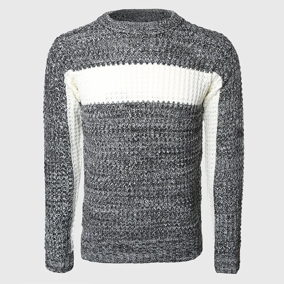 남자 두꺼운 패치 워크 스웨터 남성 케이블 니트 Pullovers 따뜻한 색 블록 슬림 스웨터 O 목 한국 세련 된 패턴