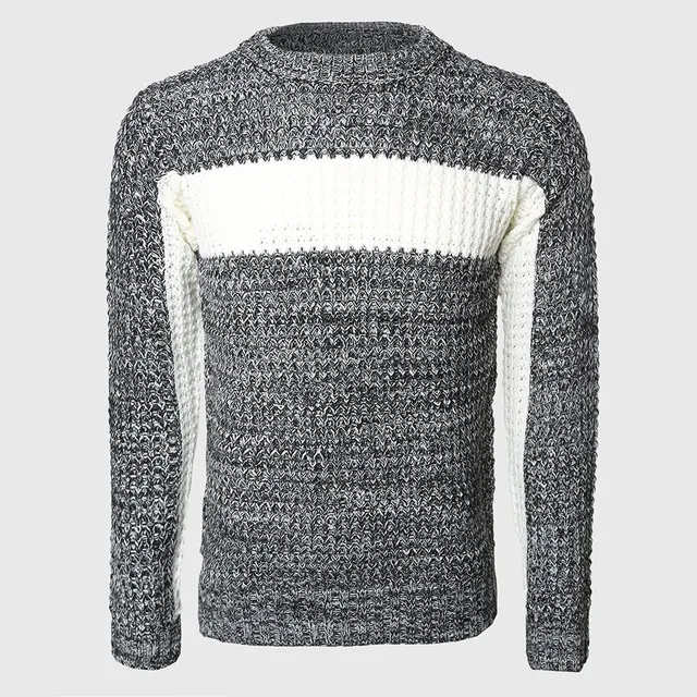 Men Thick Patchwork Sweaters Male Cable Knit Pullovers