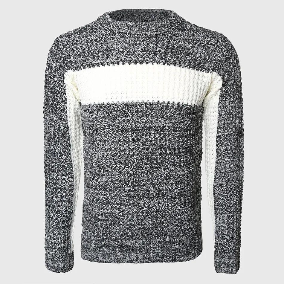 Uomini di Spessore Maglioni Patchwork Maschio Cable Knit Pullover Più Caldo Color Block Slim O Collo Maglione Coreano Moda Modello