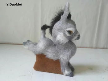 

about 11x13cm artificial gray donkey plastic&furs running pose donkey handicraft prop,home desk decoration gift a1508