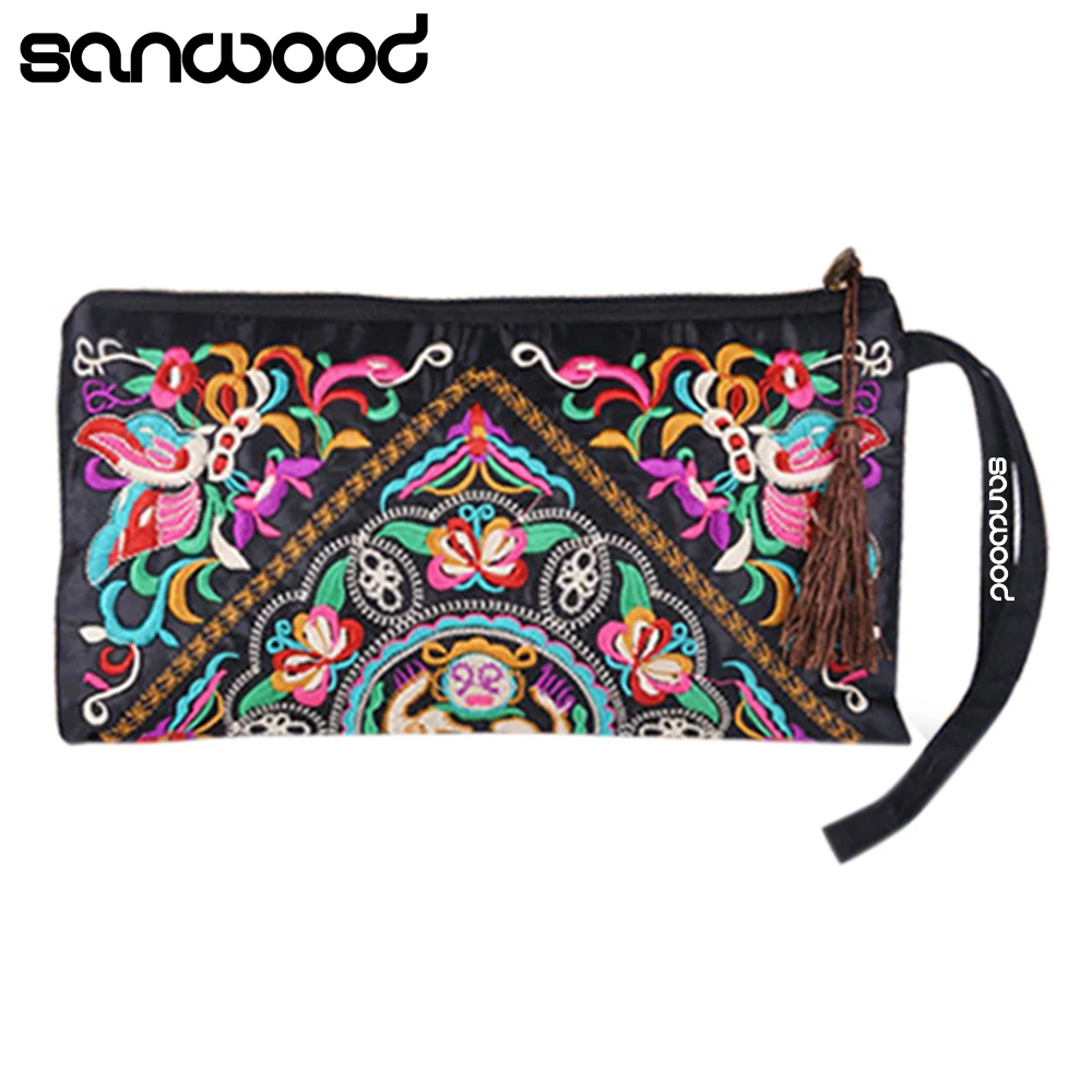 Women's Retro Embroider Purse Wallet Ethnic Clutch Bag Card Coin Holder