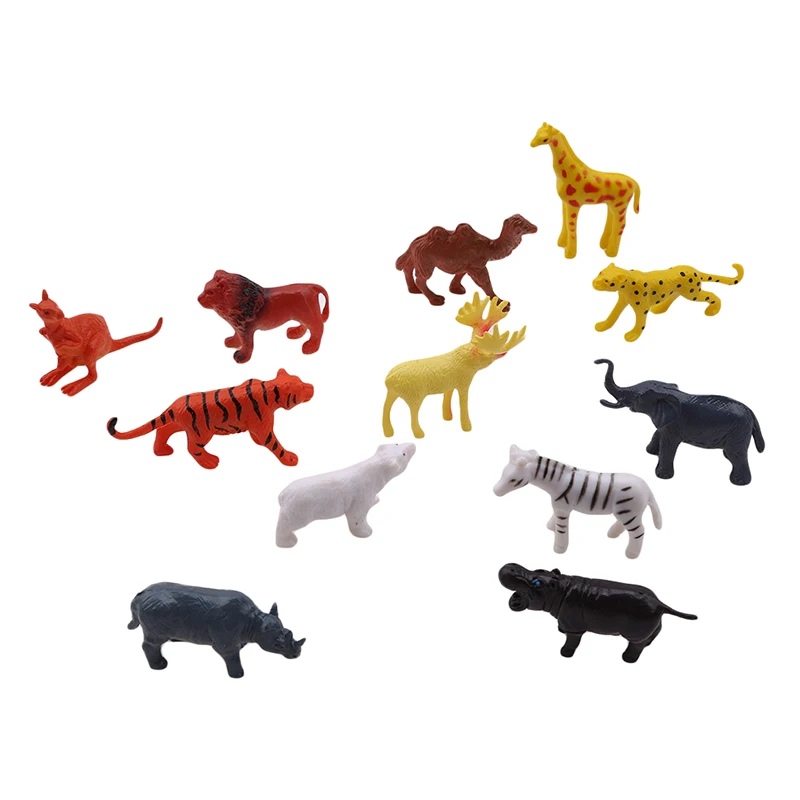 

12Pcs/set Wild Animal Dinosaur Farm Insects Simulation Small Animal Model Early Childhood Cognitive Gift Suit Children's Toys