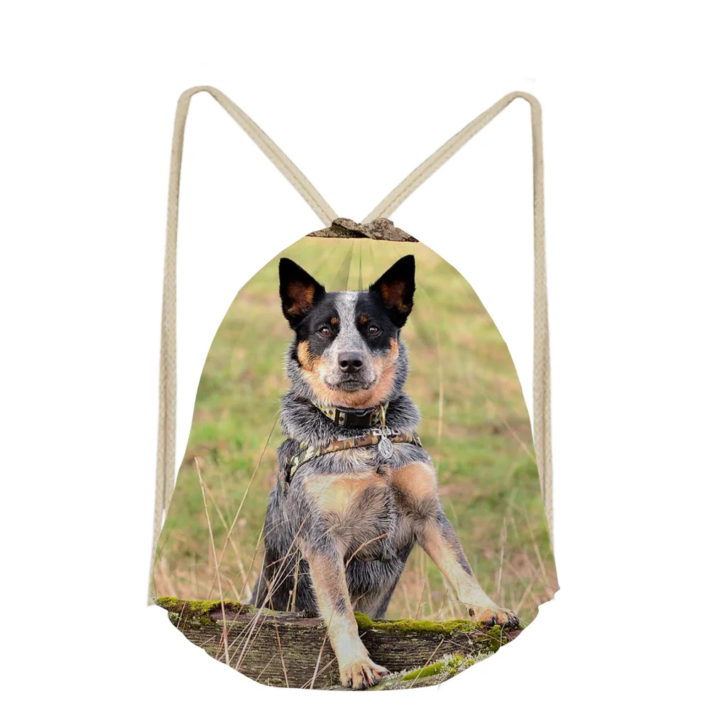 3D Австралийский Крупный рогатый скот собака на заказ для мальчиков и девочек Сумка на шнурке собака Lover DailyPack карманные сумки маленькая