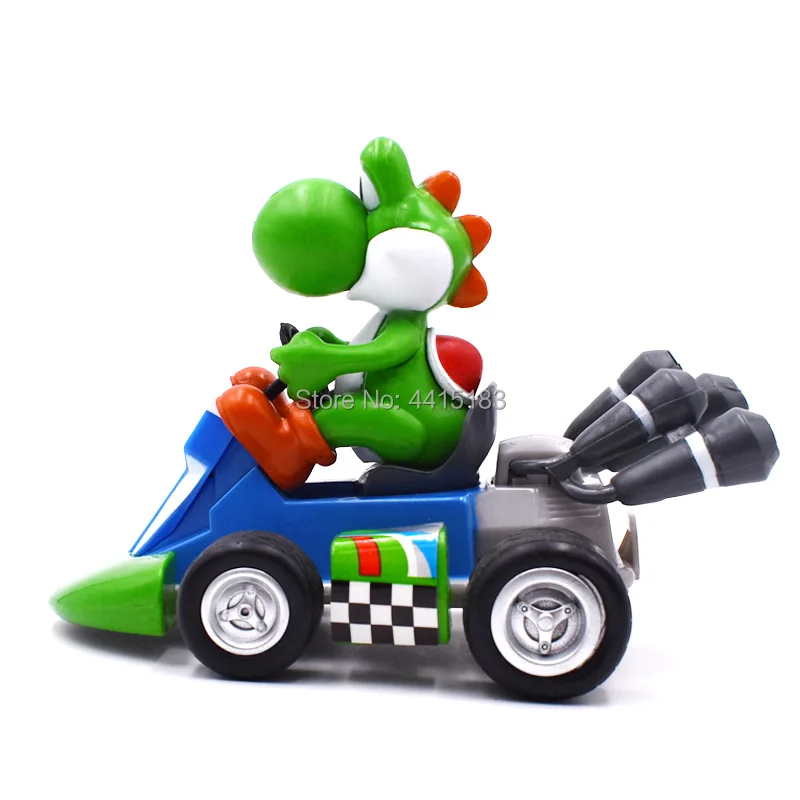 13 см аниме Super Mario Bros Kart вытяжной автомобиль Yoshi ПВХ фигурка кукла Коллекционная модель игрушки Рождественский подарок для детей