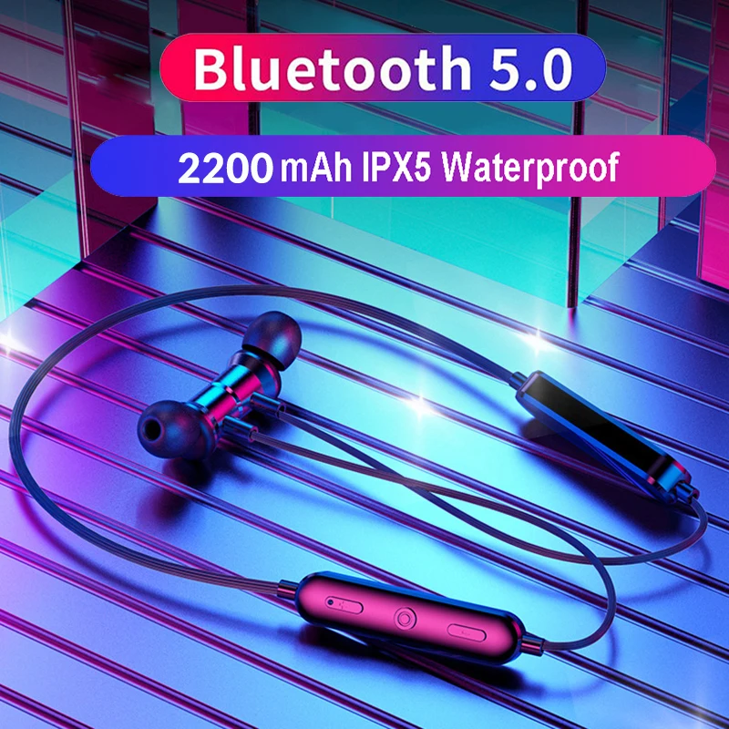 Rovtop Bluetooth 5,0 наушники магнитные беспроводные наушники 2200 мАч HD голосовые спортивные басы стерео наушники с микрофоном для iPhone Z2