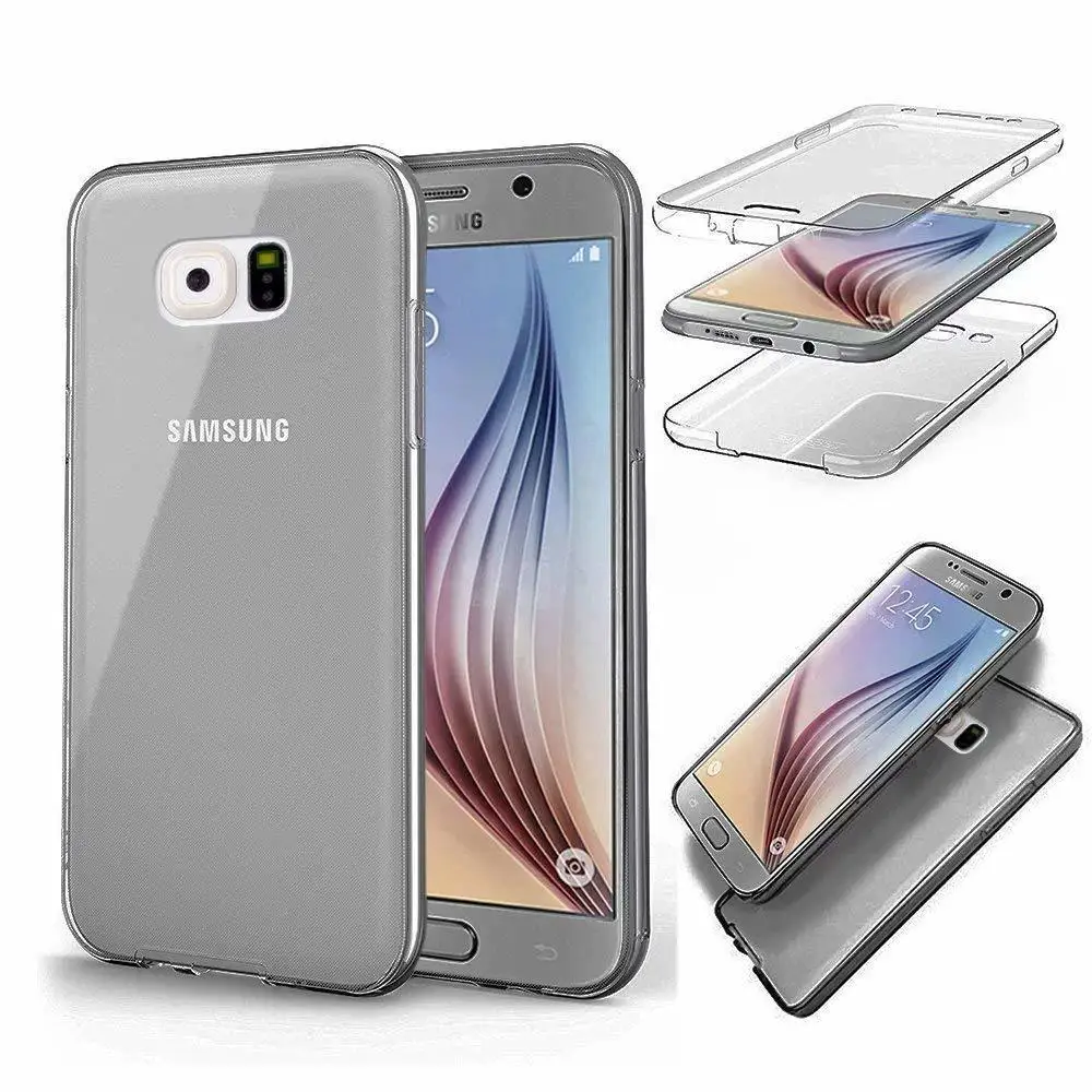 Двойной силиконовый чехол для samsung Galaxy S6 S7 край S8 S9 плюс A3 A5 A6 A7 A8 J3 J4 J5 J6 J7 J8 Полное заднее покрытие - Цвет: Gray