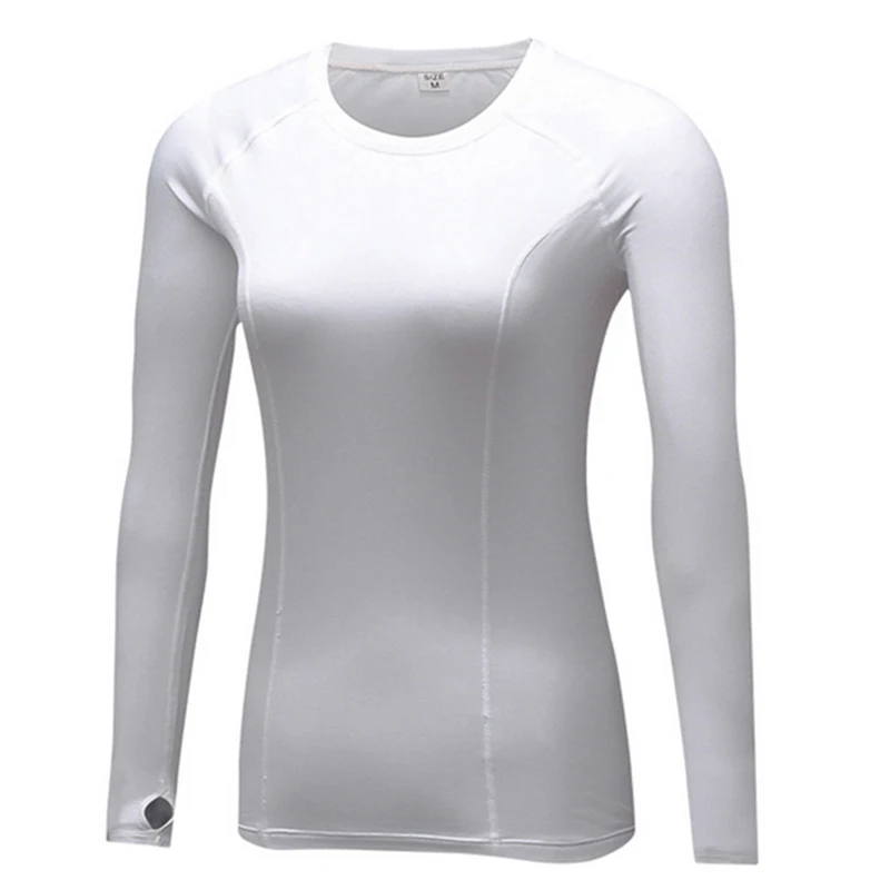 

Women Winter Thermal Fitness Underwear Long Sleeve T-shirt Plus Velvet Thermo Elastic Compression Sporting Gyms Top