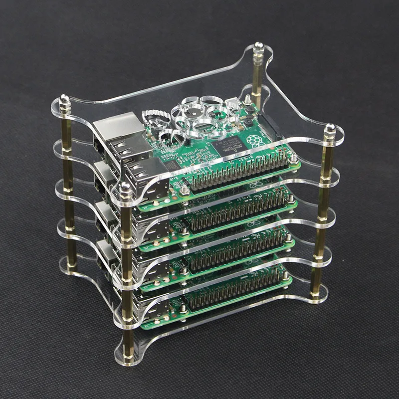 

Raspberry Pi 4 Model B 4-layer Acrylic Clear Case with Raspberry Pi Logo Transparent Shell Enclosure Box also for Raspberry Pi 3