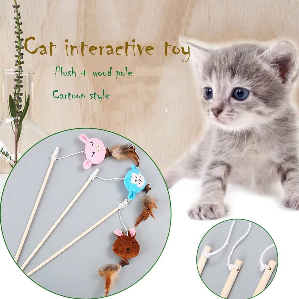 

Kitten Cat Toy Chaser Stick Cartoon Style Plush Interactive Play Fun Pet Toys For Cat Kitten dog cats intelligence Trainning