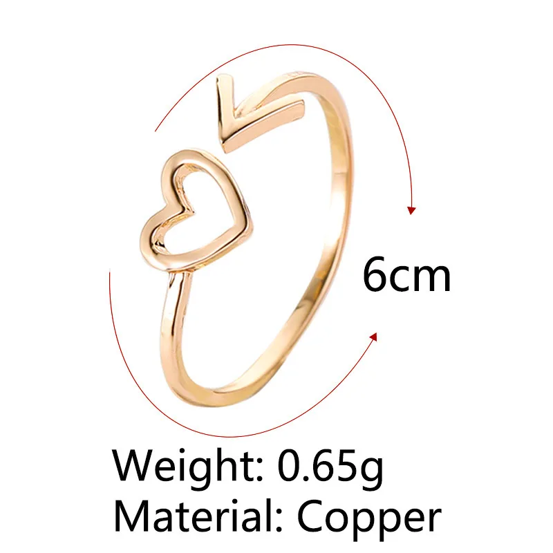 Romantic Love Heart Ring For Women Jewelry bisuteria mujer Simple Charm Silver Gold Arrow Cuff Knuckle Finger Ring Shellhard
