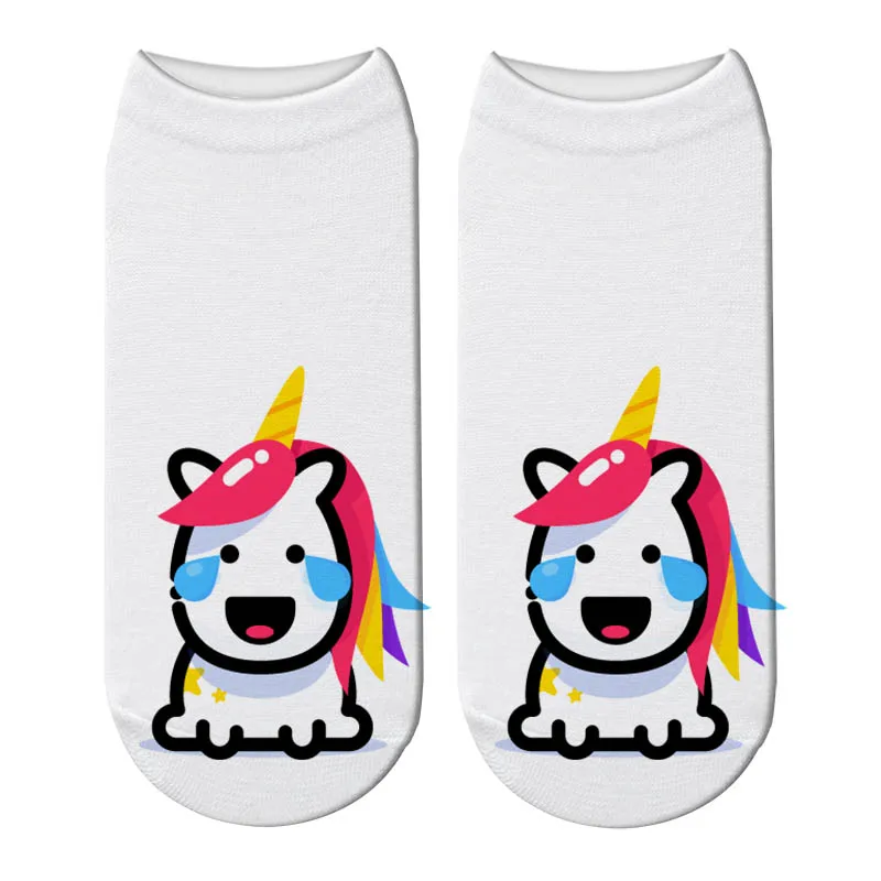 Новый Harajuku 3D печати Единорог забавные женские носки до лодыжки Licorne Chaussette Femme