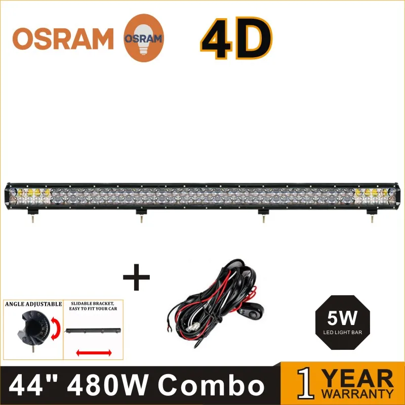 

4D Reflector 44inch 480W LED LIGHT BAR WORK SPOT FLOOD COMBO SUV 4WD Hunting Marine Boat 12v/24v Offroad 4X4 LED Work Light Fog