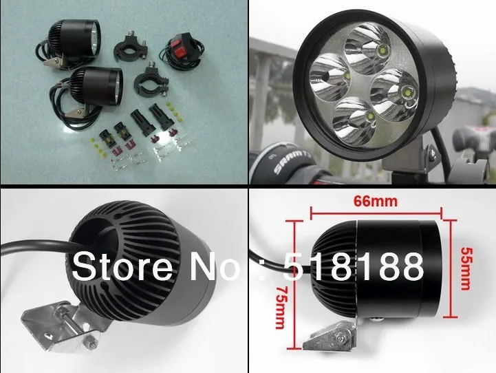 

LDDCZENGHUITEC A pair hid White 12VDC 20w R5 led chip 4 LEDs Spotlight 2000Lm x 2 = 4000Lm for Bicycle, Motorcycle, ATV, Car,