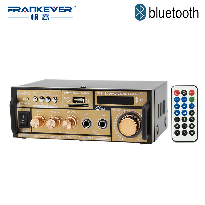

Hi-Fi Bluetooth Receiver Power Sound Amplifier USB FM SD Digital Auto Stereo Power AMP Sound Audio Speaker Music Player BT-118