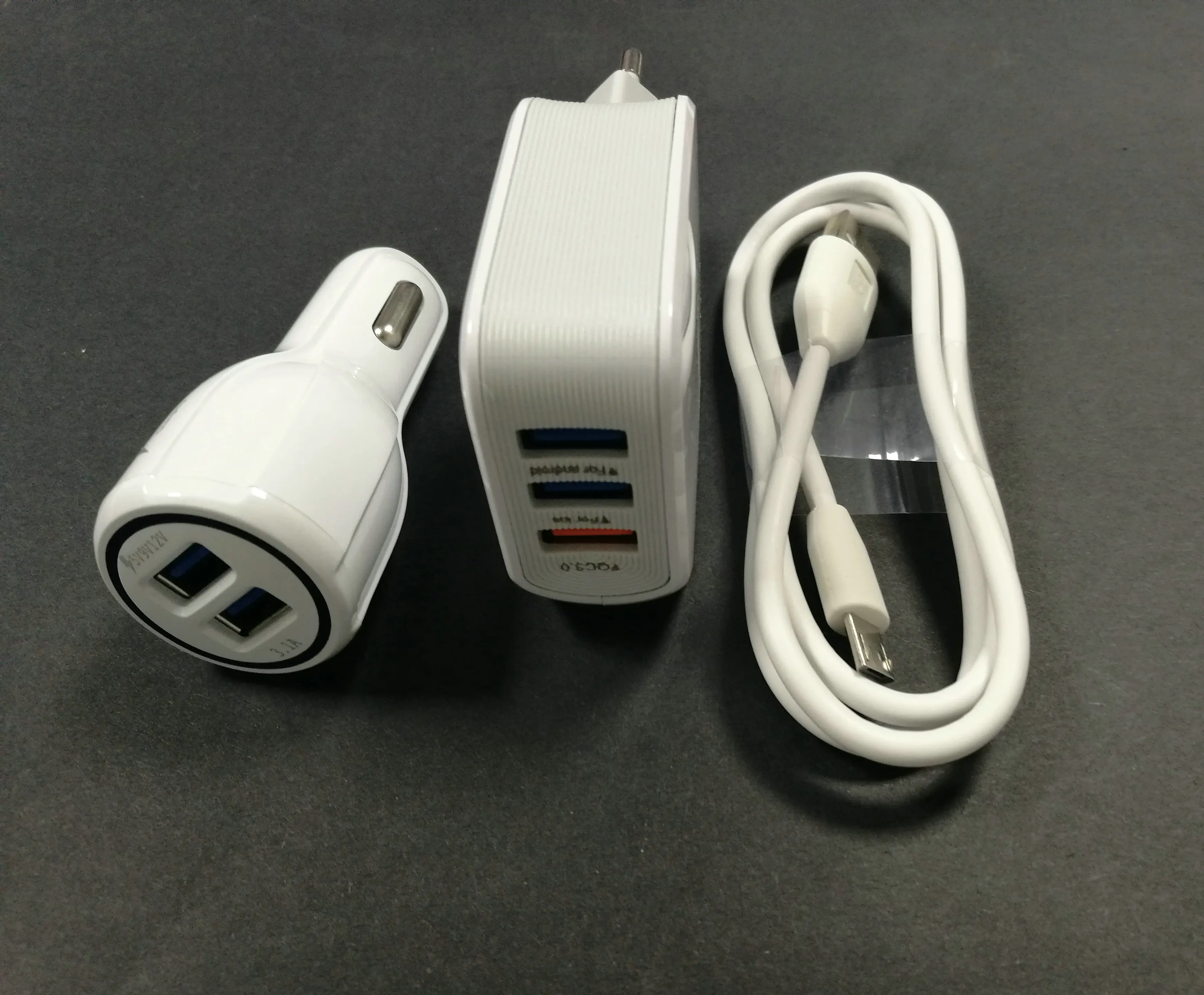 Настенный адаптер для путешествий 5 А 3 выхода USB + Кабель Micro Автомобильное