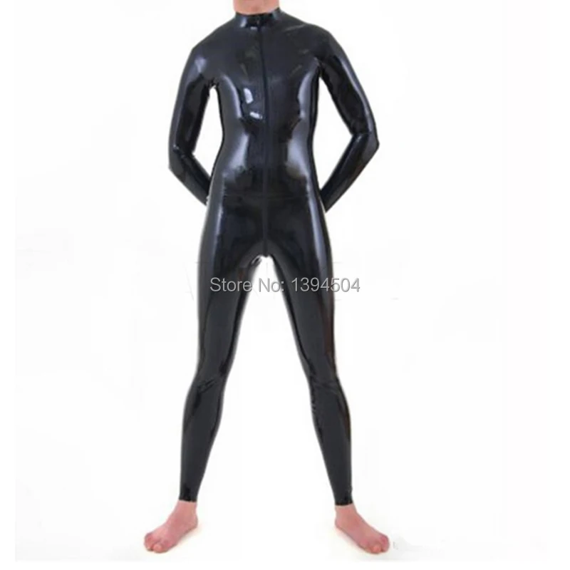 new sexy exotic Sexy handmade customize Black Men male Latex Catsuit zentai cekc fetish Bodysuits with three way Zipper
