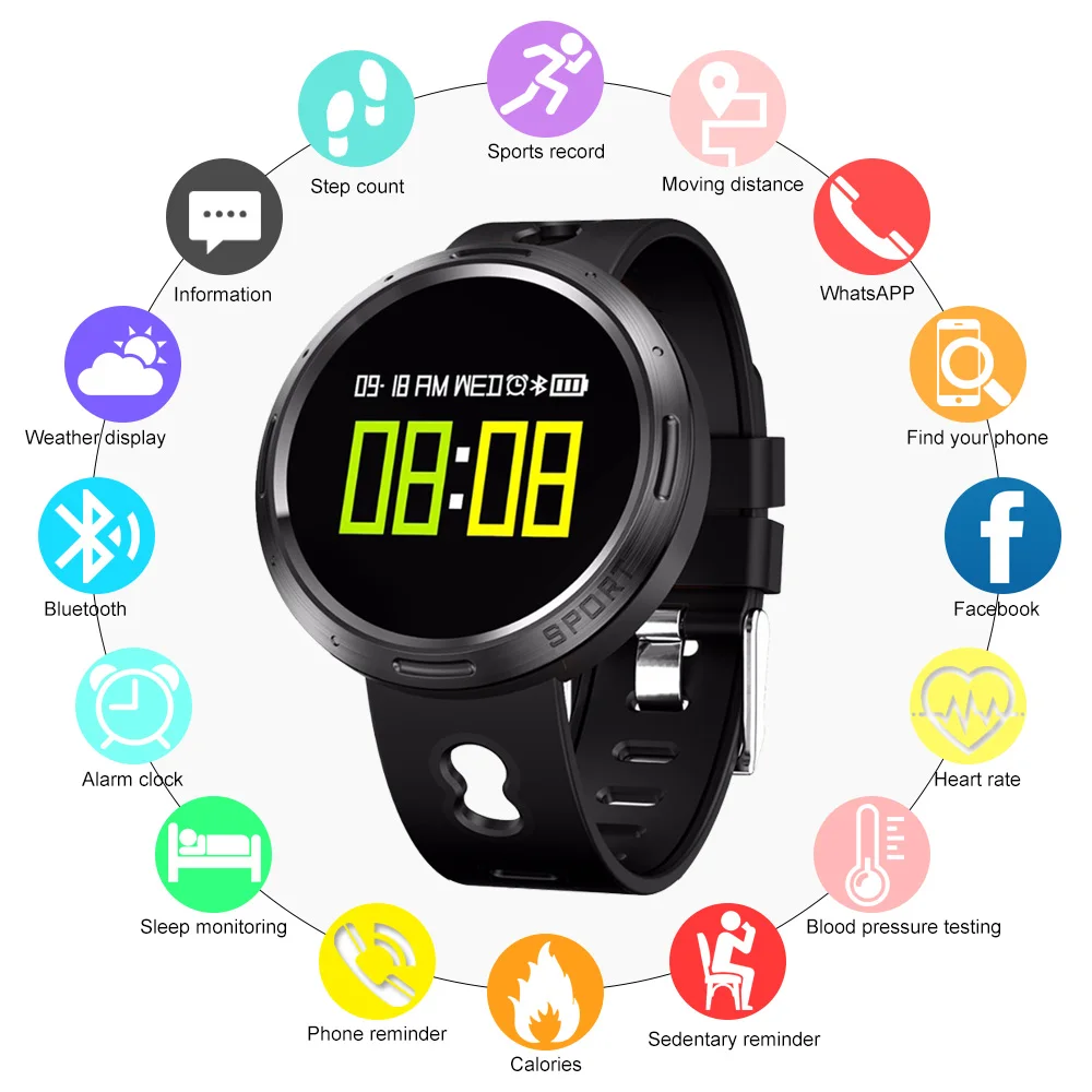 

New Smart Watch IP68 Waterproof Blood Pressure Heart Rate Monitor Fitness Tracker Smartwatch Sport Pedometer Smart Band Watch