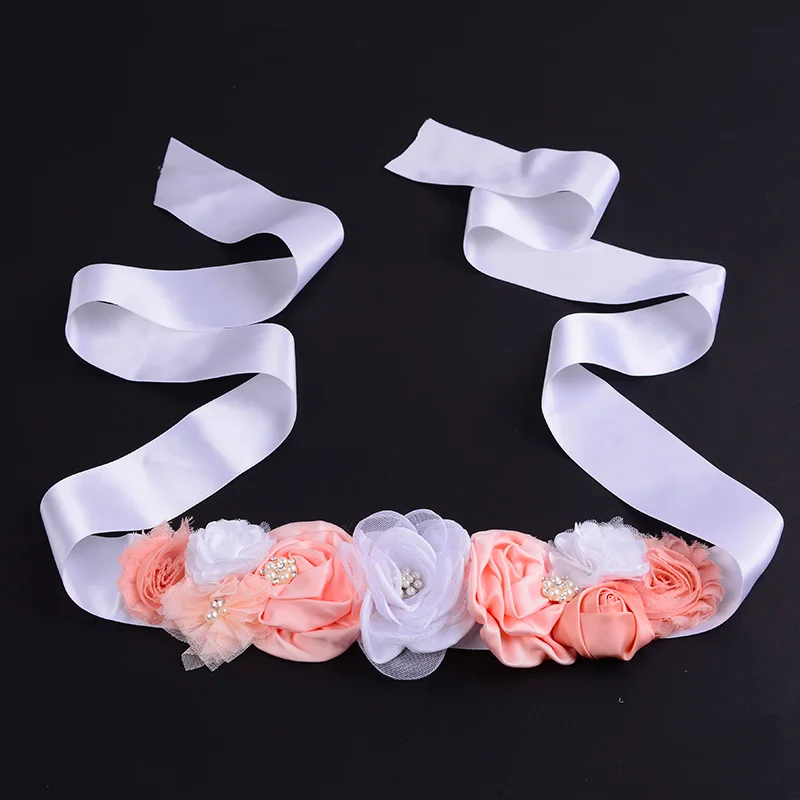 Ремень с розовыми и белыми цветами милый Свадебный ремень для девочек детские