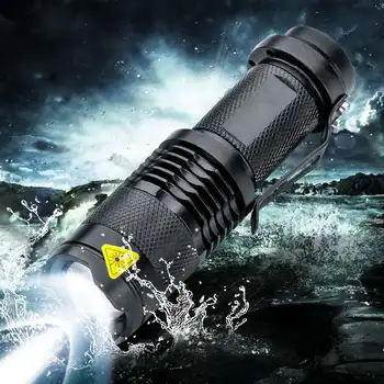 

8000LM Q5 LED Flashlight 3 Modes Zoom LED Torch Penlight Flashlight Use 14500 AA Battery Waterproof in Life Lighting Lantern