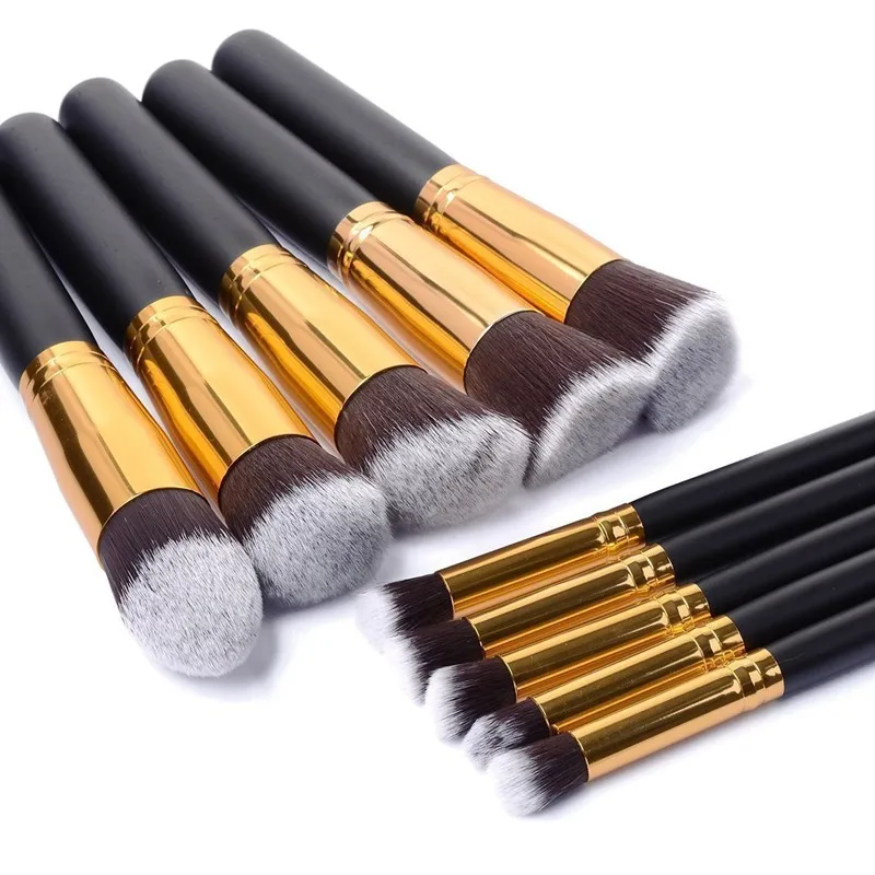 10pcs Cosmetic Makeup Brushes Set Contour Brush Pinceau Fond De Teint Wooden Handle Pincel Maquiagem