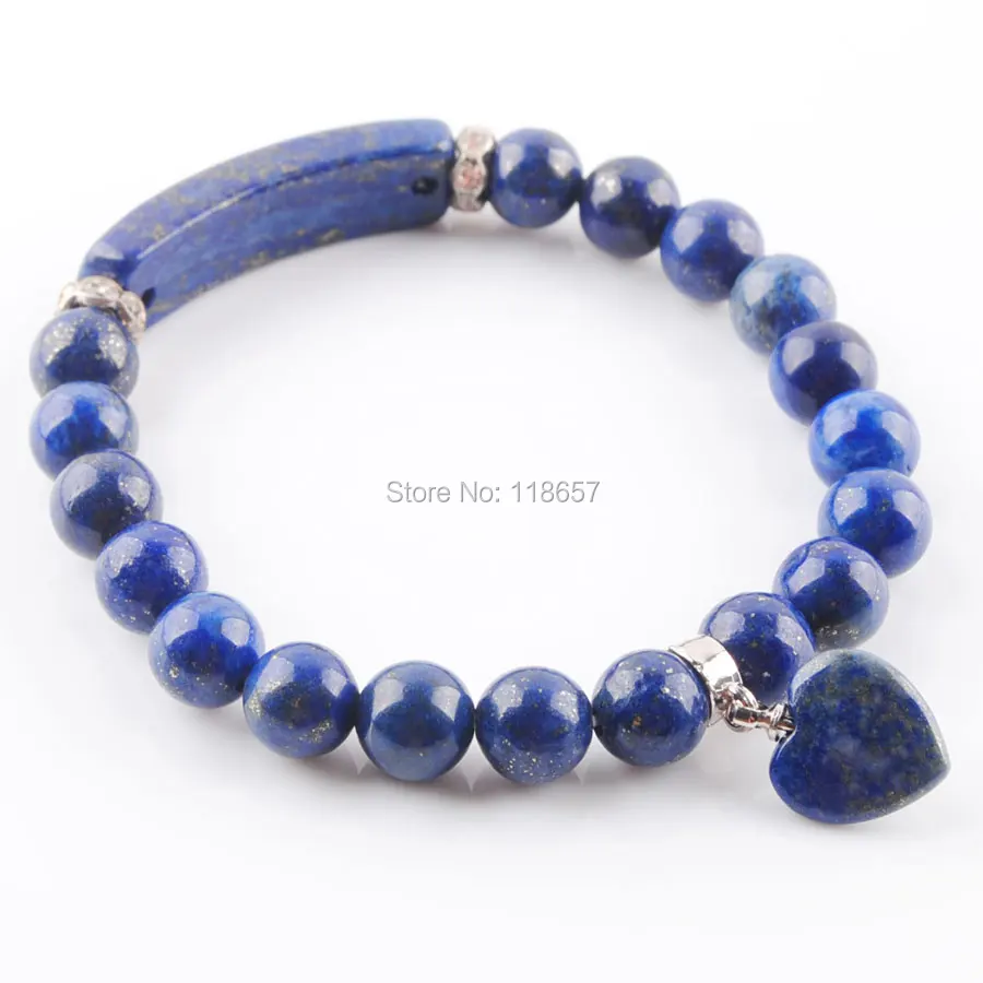 YOWOST бусины из натурального камня Lapis Lazuli Strand браслеты серебряный в форме сердечка-цветное крепление женские ювелирные изделия любовные подарки IK3315