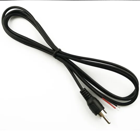 

1m RCA Male Audio Line to Tin Bare Copper Wire Connector Plug Power Cord Extension Cord Adapter Cable Black