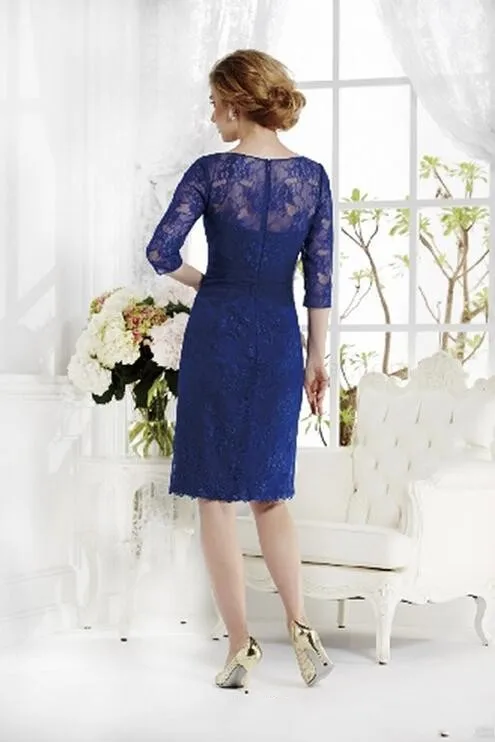 Couture платья кружевное, с коротким рукавом для матери невесты Платья синего цвета для вечеринки и выпускного бала плюс Размеры вечернее платье