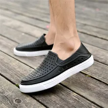 Модная летняя мужская обувь; пляжная Повседневная обувь; Мужская обувь без застежки на полой подошве; сандалии без застежки; Повседневная Уличная обувь для медленной ходьбы