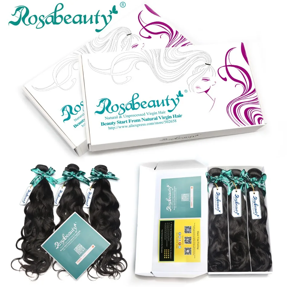 Продукты для волос rosabeauty 8A индийские волнистые пучки натуральные бесплатная