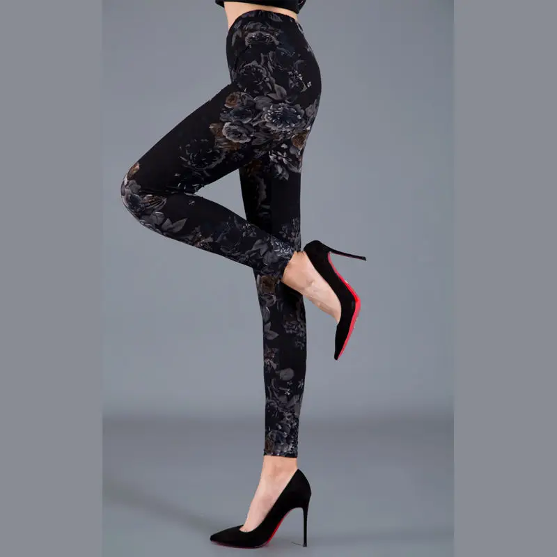 YSDNCHI Exercise Elastic Leggins Women Clothes 2020 Printed Legging Flower High Waist Pants Push Up Legging Leggins Fitness Pant fleece leggings Leggings