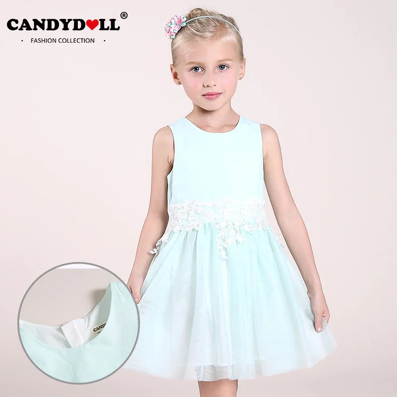 2017 summer new children's clothing net yarn girls dresses pleated