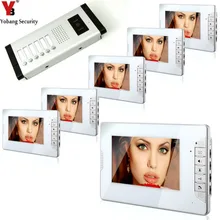 YobangSecurity 6 Units Apartment Intercom Wired 7″ Video Door Phone Video Door Entry System Intercom Doorbell Home Security Kit