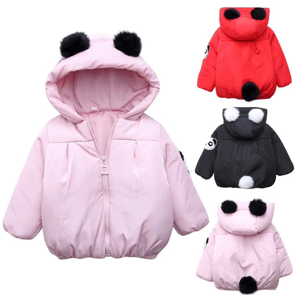 

Baby Boys Girls Winter Jacket Thick Warm Cute Pandao Hooded Cotton Down Doat Children Coat Lovely Outerwear Children's Clothing