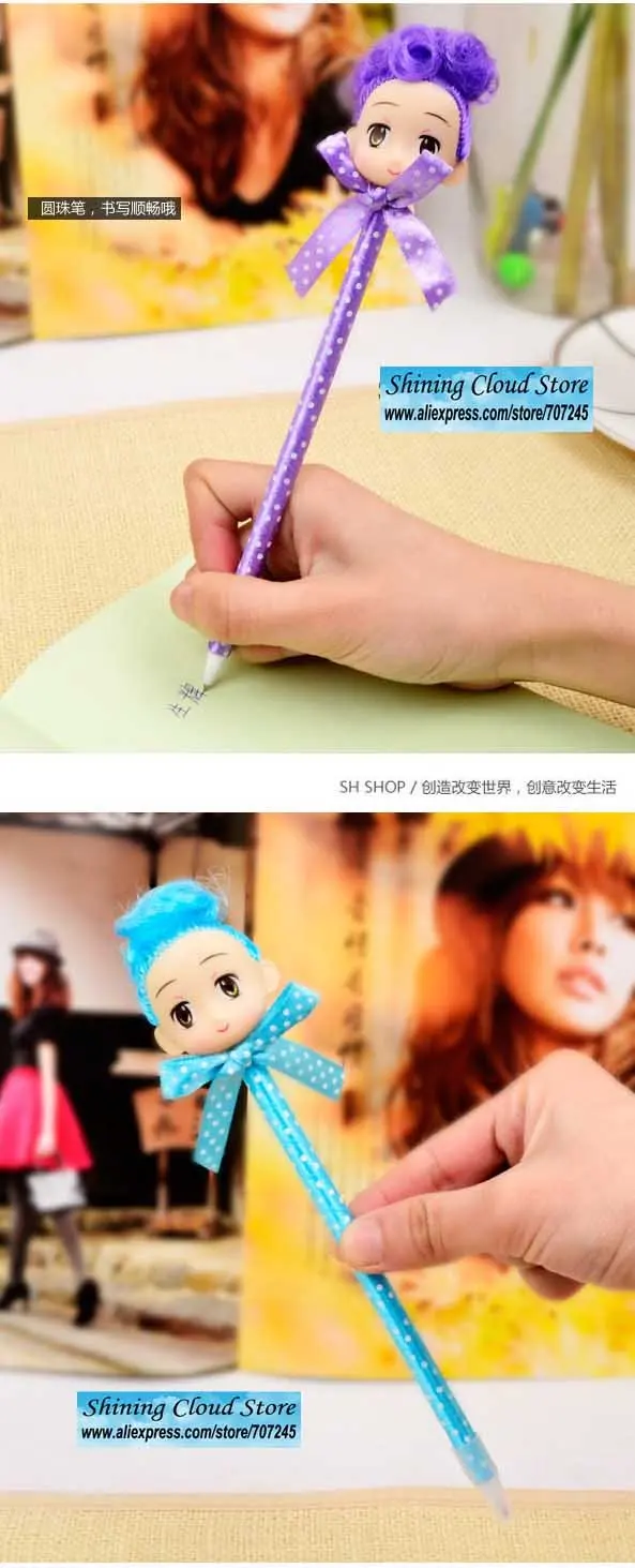 30 шт! креативная ручка для головы куклы/подарочная ручка/школьные канцелярские принадлежности и подарок