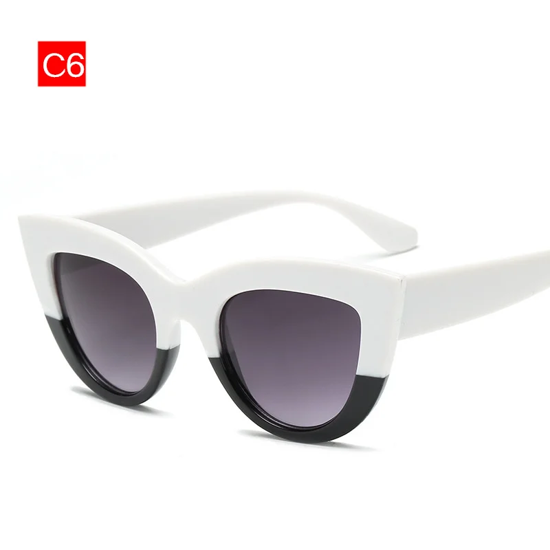 Oulylan Cat Eye Sunglasses Women Luxury Gradient Sun Glasses Female Brand Designer Cateyes Eyewear Shades for Ladies - Цвет линз: white black