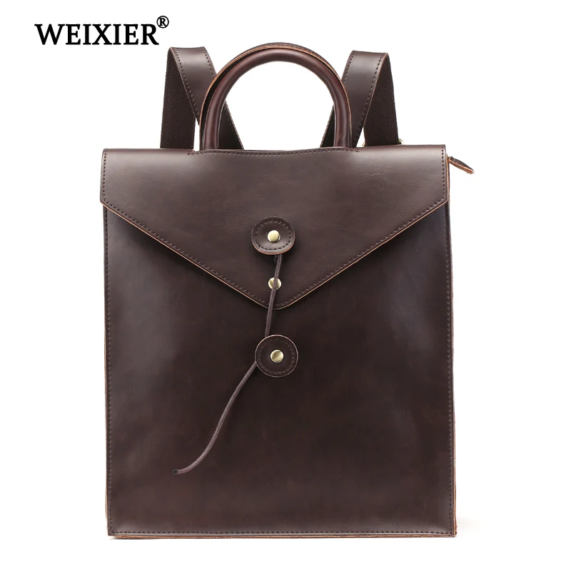 

New Retro PU Men's Fashion Multi-function Solid Color Backpack Casual High Quality Handsome Men's Computer Backpack