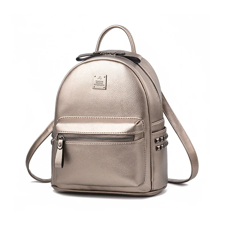 Женский кожаный рюкзак, серебристый, консервативный стиль, школьные рюкзаки для сумки для подростков, женские рюкзаки, школьный рюкзак, Bolsa Mochila - Цвет: Khaki gold