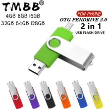 USB флеш-накопитель OTG с поворотом на 360 °, cle 64G, USB 2,0, смартфон, ручка-накопитель, 4g, 8g, 16g, 32g, 128g, micro usb, запоминающие устройства, U диск