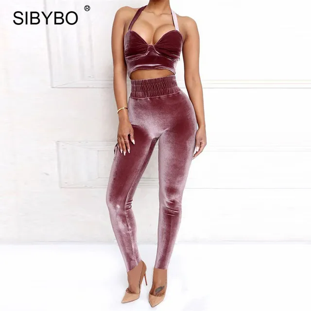 Julissa Mo Velvet 2 Piece Set Jumpsuit For Women Y V Neck Strap Julissa Mo Velvet 2 Piece Set Jumpsuit For Women Y V Neck Strap Top Bodycon Long