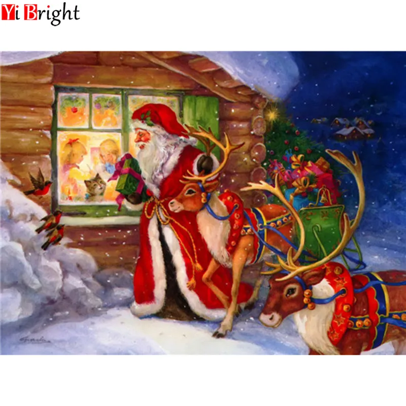

DIY Diamond Painting Kit Santa Claus Cross Stitch Full Square Diamond Mosaic Rhinestones Diamond Embroidery New Year Gifts XY1