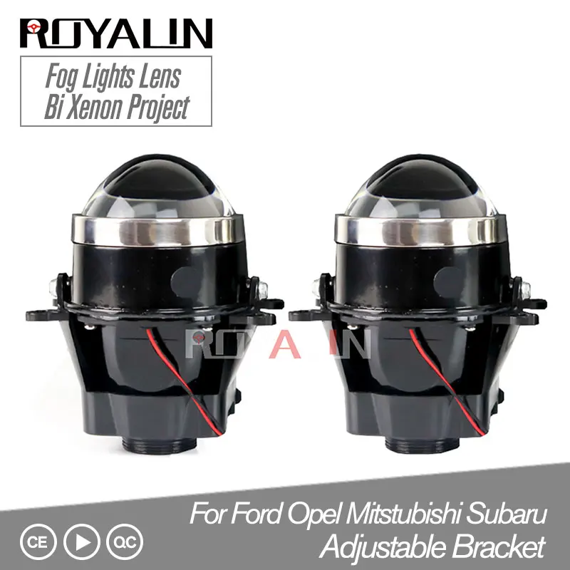  ROYALIN Adjustable For Ford Fog Lights Lens Bi Xenon Projector Lamp For Opel Mitsubishi Subaru Rena