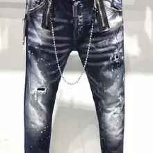 Новые мужские джинсы coolguy рваные для мужчин обтягивающие DSQ джинсы, мужские брюки джинсы на молнии Верхняя одежда мужские брюки 9613