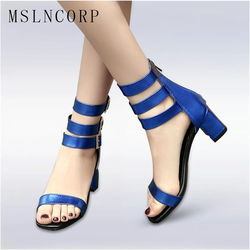 

Plus Size 34-48 Fashion Summer Trendy Sandals Women Ankle Strap Concise Chunky High Heels Pumps Shoes Boots Ladies Dress Party