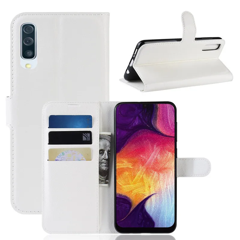 Для samsung Galaxy A50 чехол A505F A505 A 50 Флип кожаный чехол для телефона для Coque Galaxy A50 роскошный держатель для карт чехол a50 сумки - Цвет: Белый