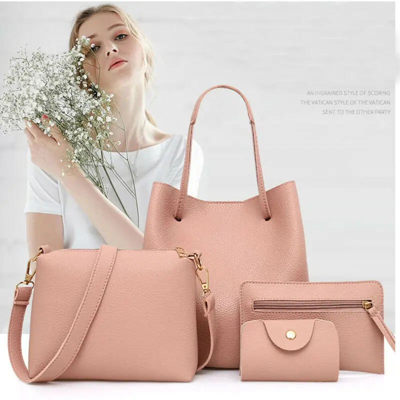 4 шт. новые женские кожаные сумки, однотонные сумки, кошелек сумка, маленькие сумки через плечо, модные женские сумки-мессенджеры