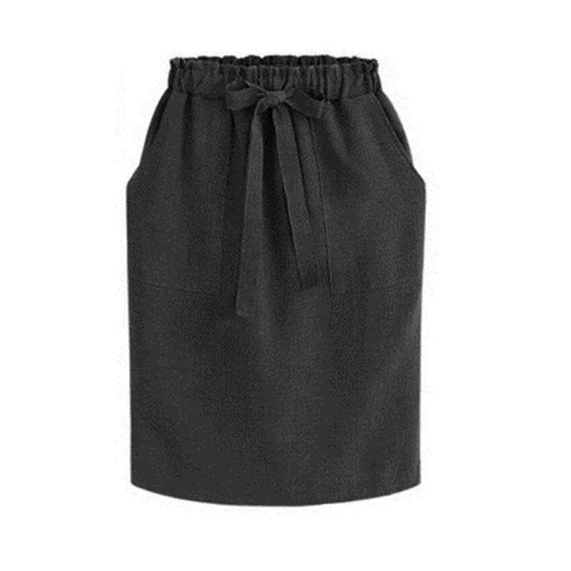 Новая женская элегантная повседневная юбка женский эластичный пояс офисные хлопковые юбки с карманами Модные Винтажные Юбки миди с бантом
