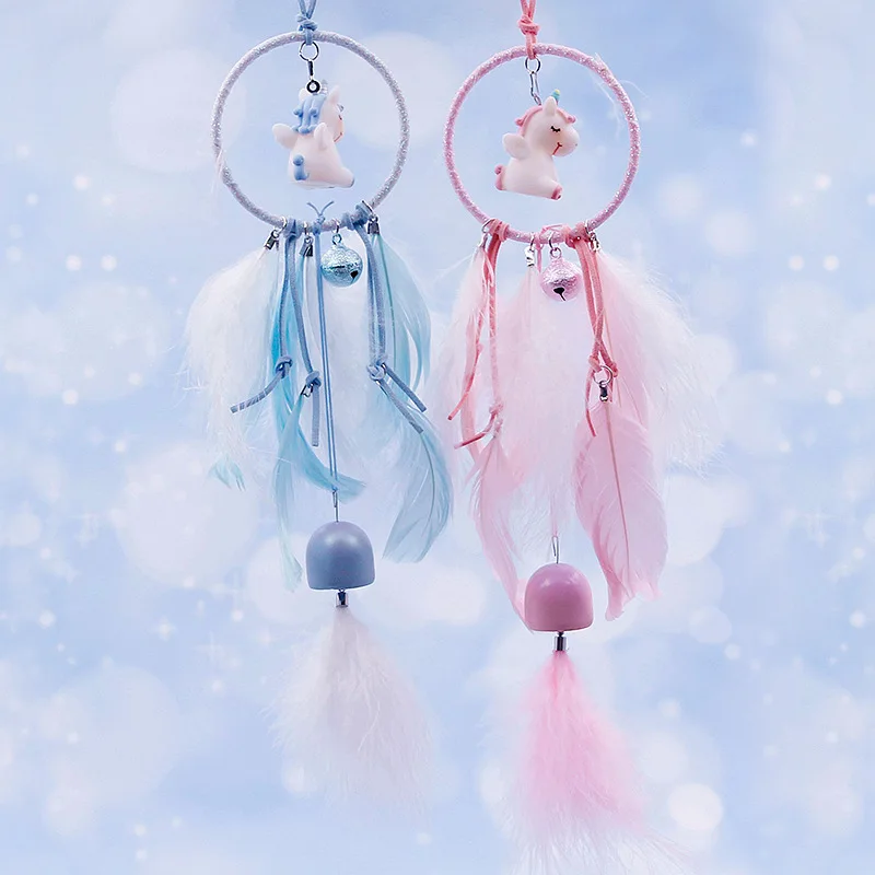 

Unicorn Walling Hanging Decor Feather Dream Catcher Handmade Wind Chimes Home Decorations Craft Dreamcatcher Ornament Pendant
