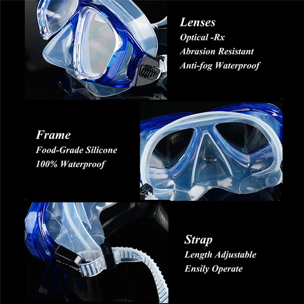 Skup Zestaw narzędzi do nurkowania optycznego zestaw do nurkowania krótkowzrocznego, różna siła dla każdego oka, krótkowzroczna maska do nurkowania, sucha góra i