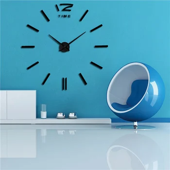 

2020 muhsein3D large minimalist style wall sticker clock DIY acrylic metal mirror large personalized decorative wall hanging tab