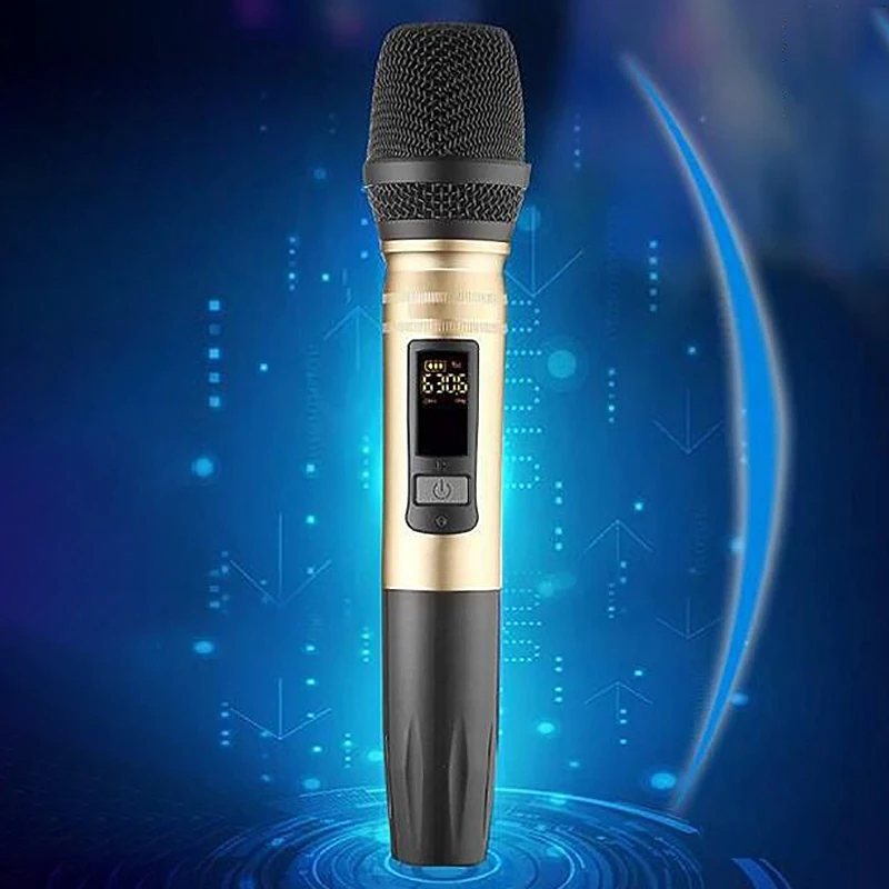 Ux2 Uhf Беспроводная микрофонная система ручной светодиодный микрофон Uhf динамик с портативным usb-приемником для Ktv DJ речевой усилитель запись